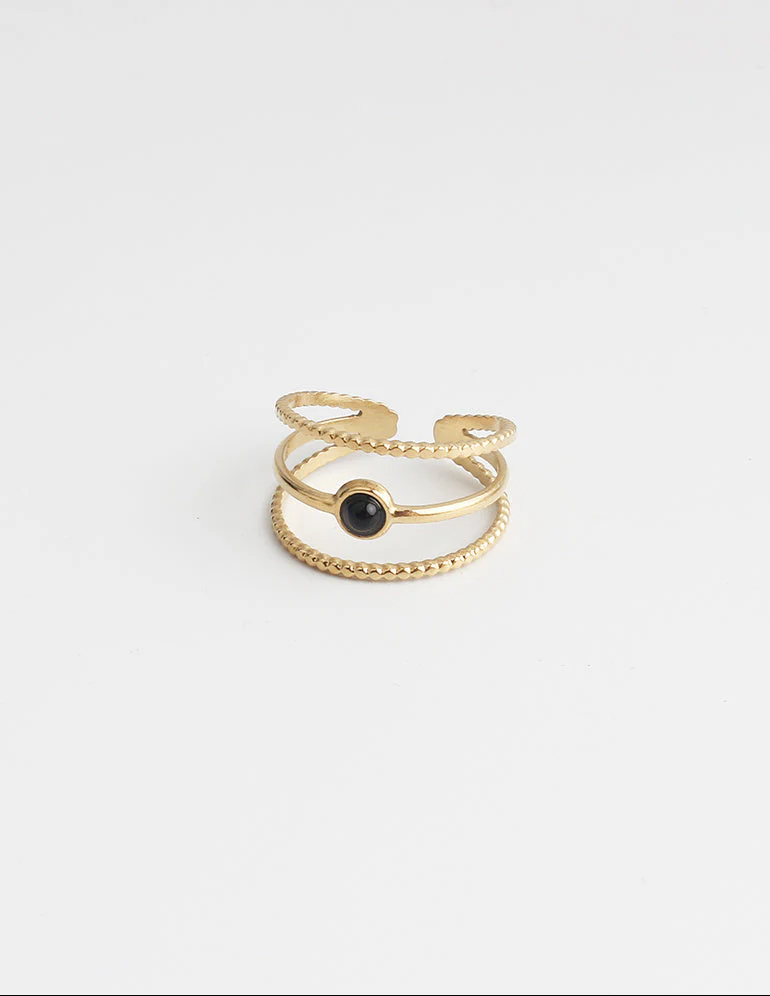 Aarya - Ring - Natuursteen - Stainless Steel - Verstelbaar