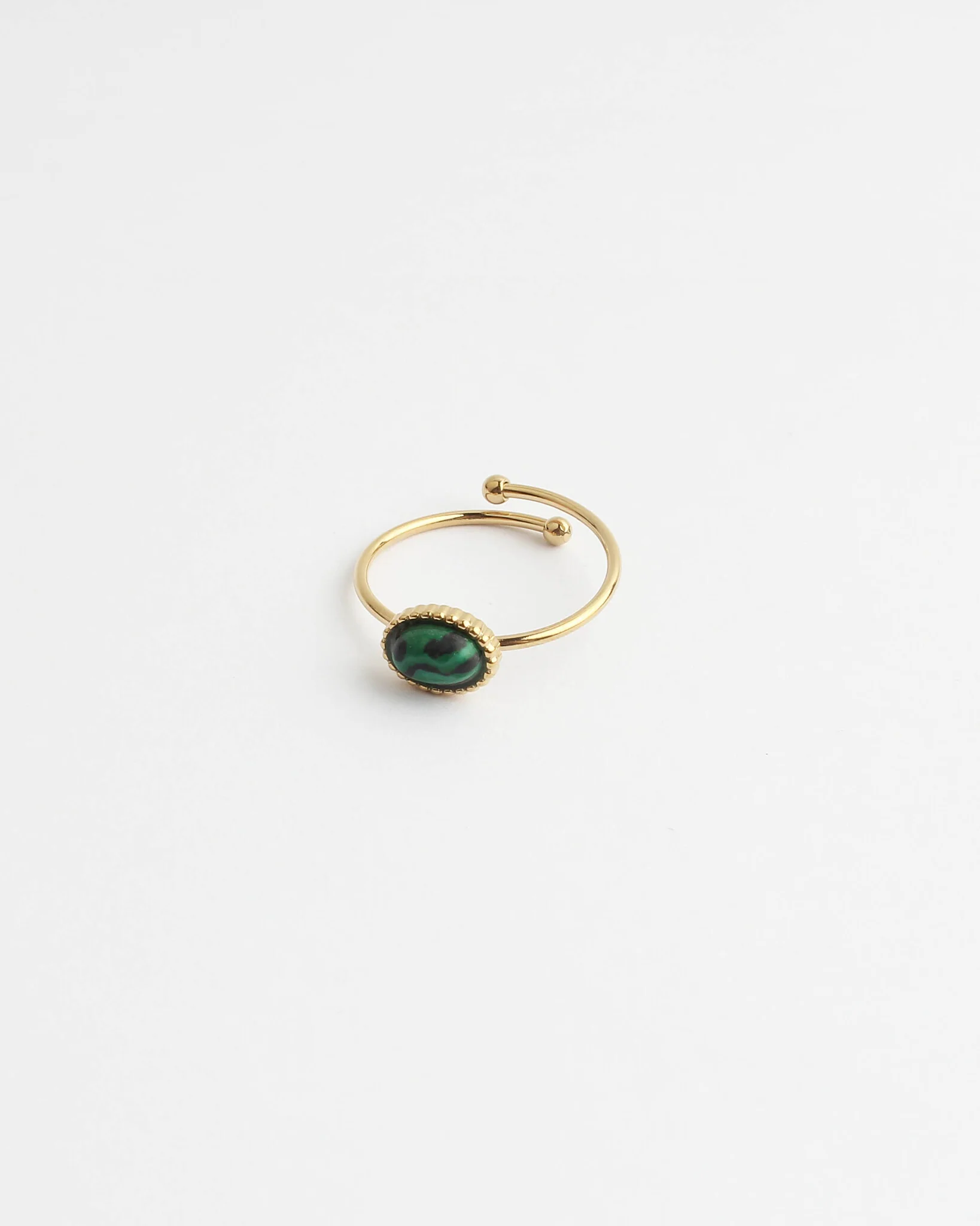 Bea - Ring - Natuursteen - Stainless Steel - Verstelbaar