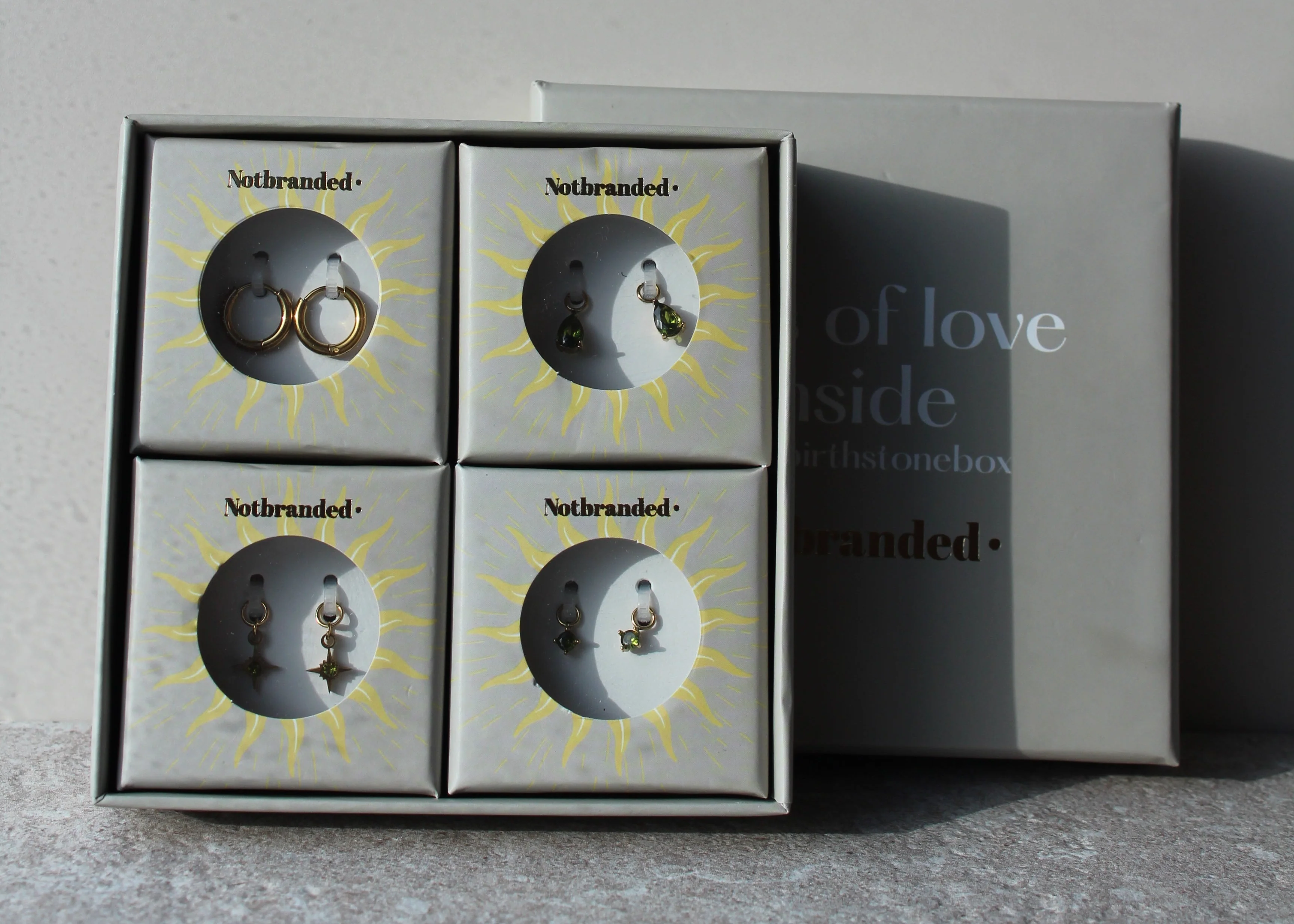 Birthstonebox - Oorbellen - Set - Stainless Steel