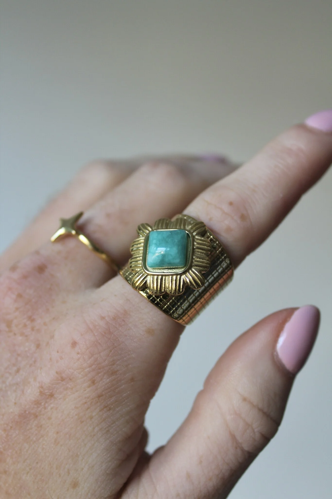 Kayla - Ring - Stainless Steel - Natuursteen -  Verstelbaar - Image 2