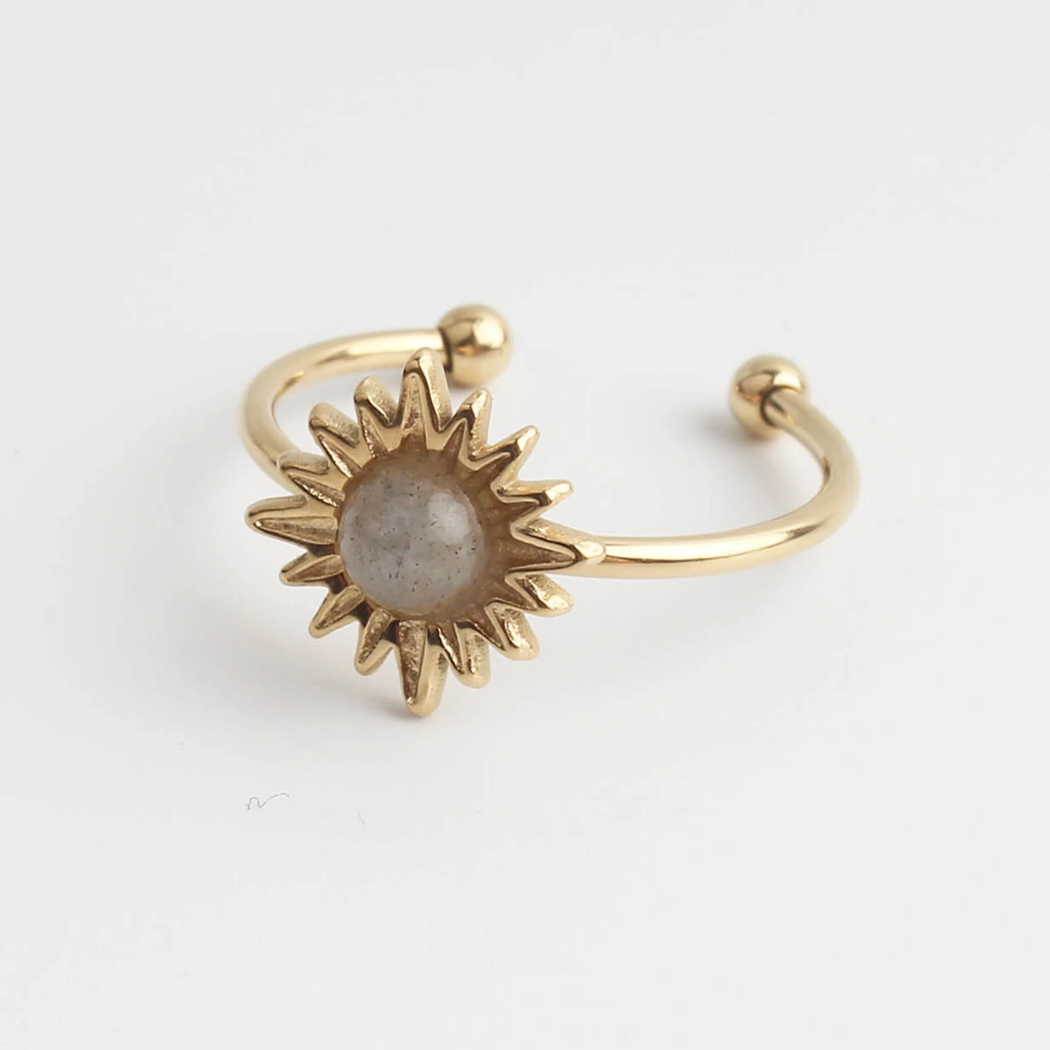 Louelle - Ring - Natuursteen - Stainless Steel - Verstelbaar