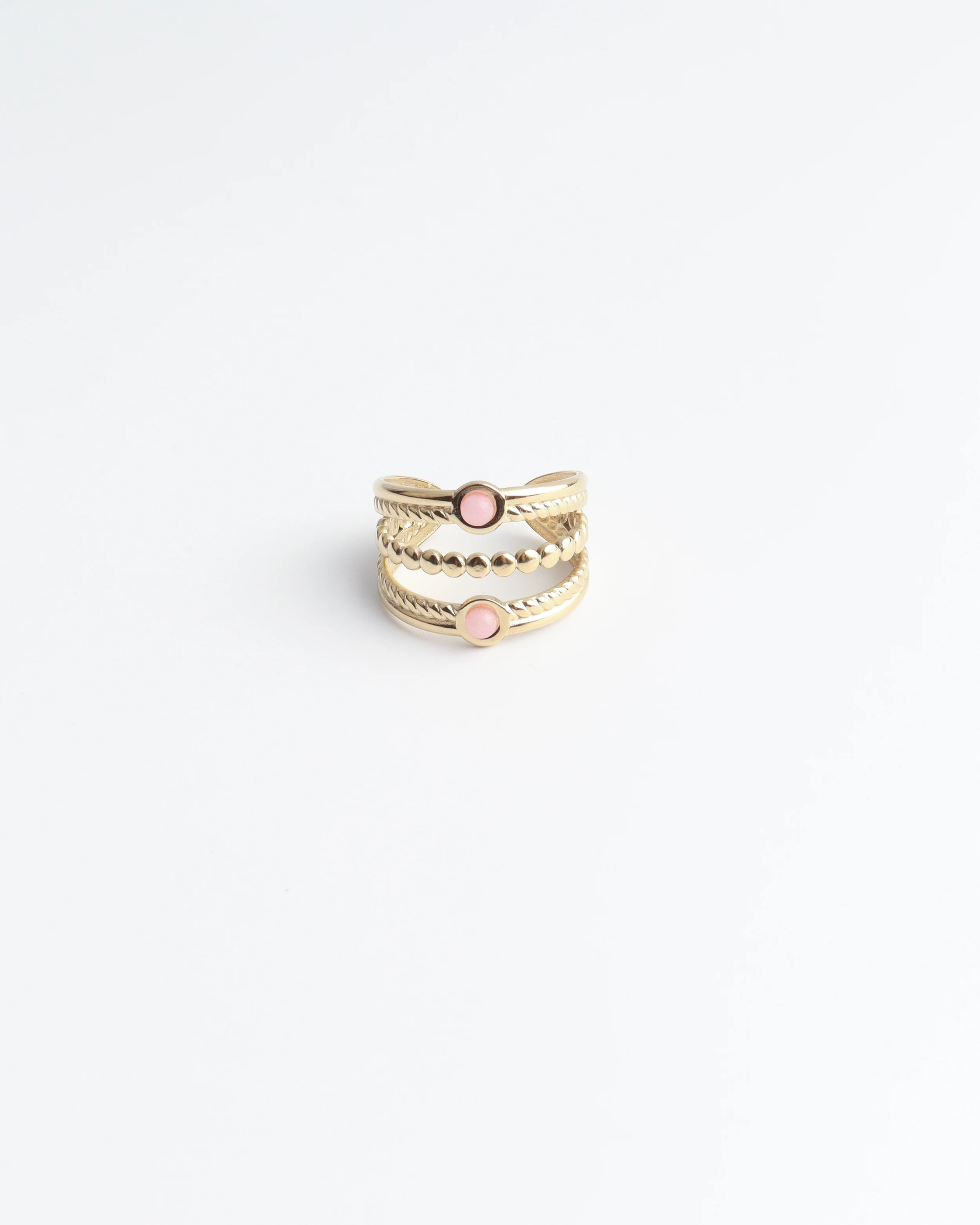 Michelle - Ring - Natuursteen - Stainless Steel - Verstelbaar