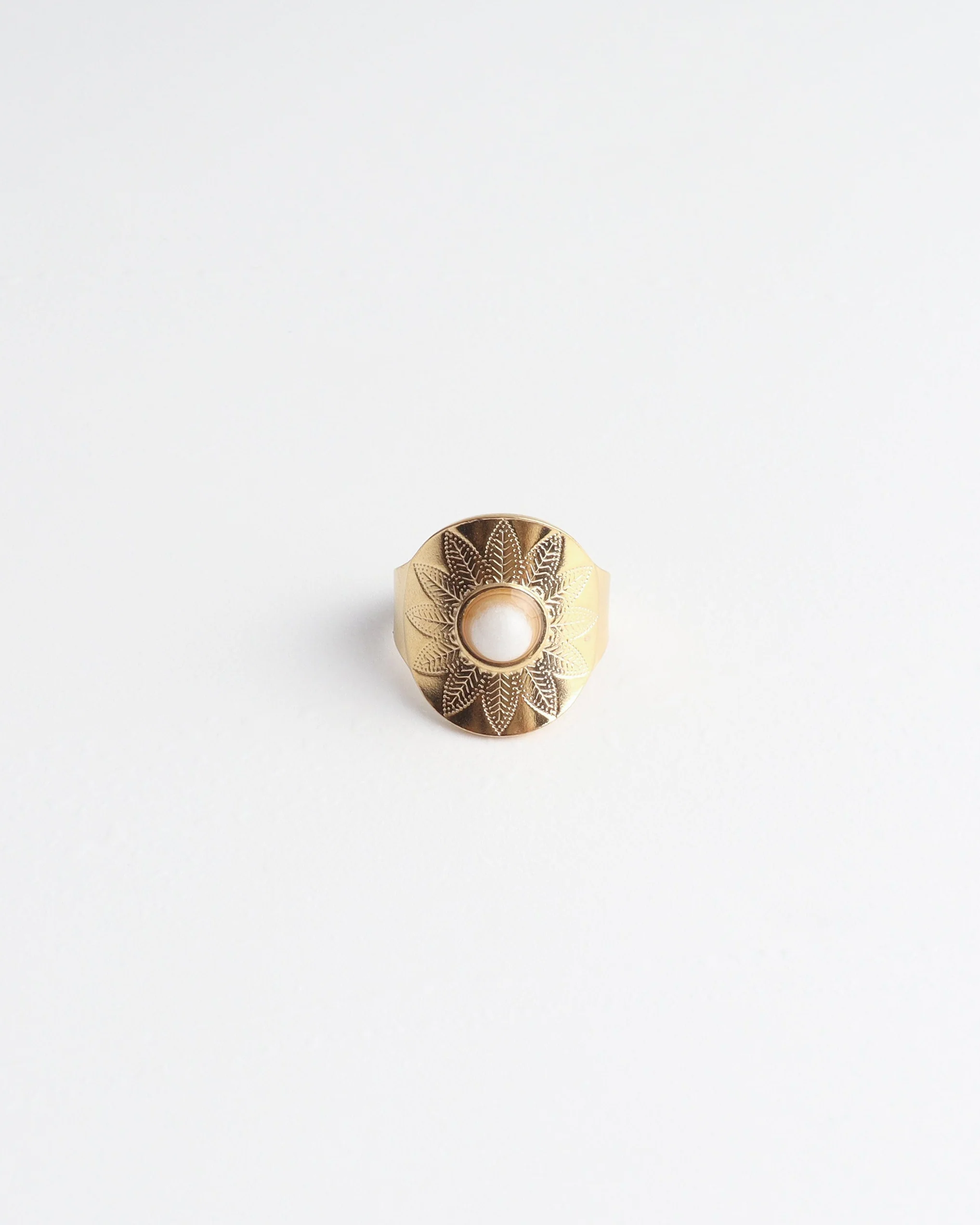 Nanne - Ring - Natuursteen - Stainless Steel - Verstelbaar