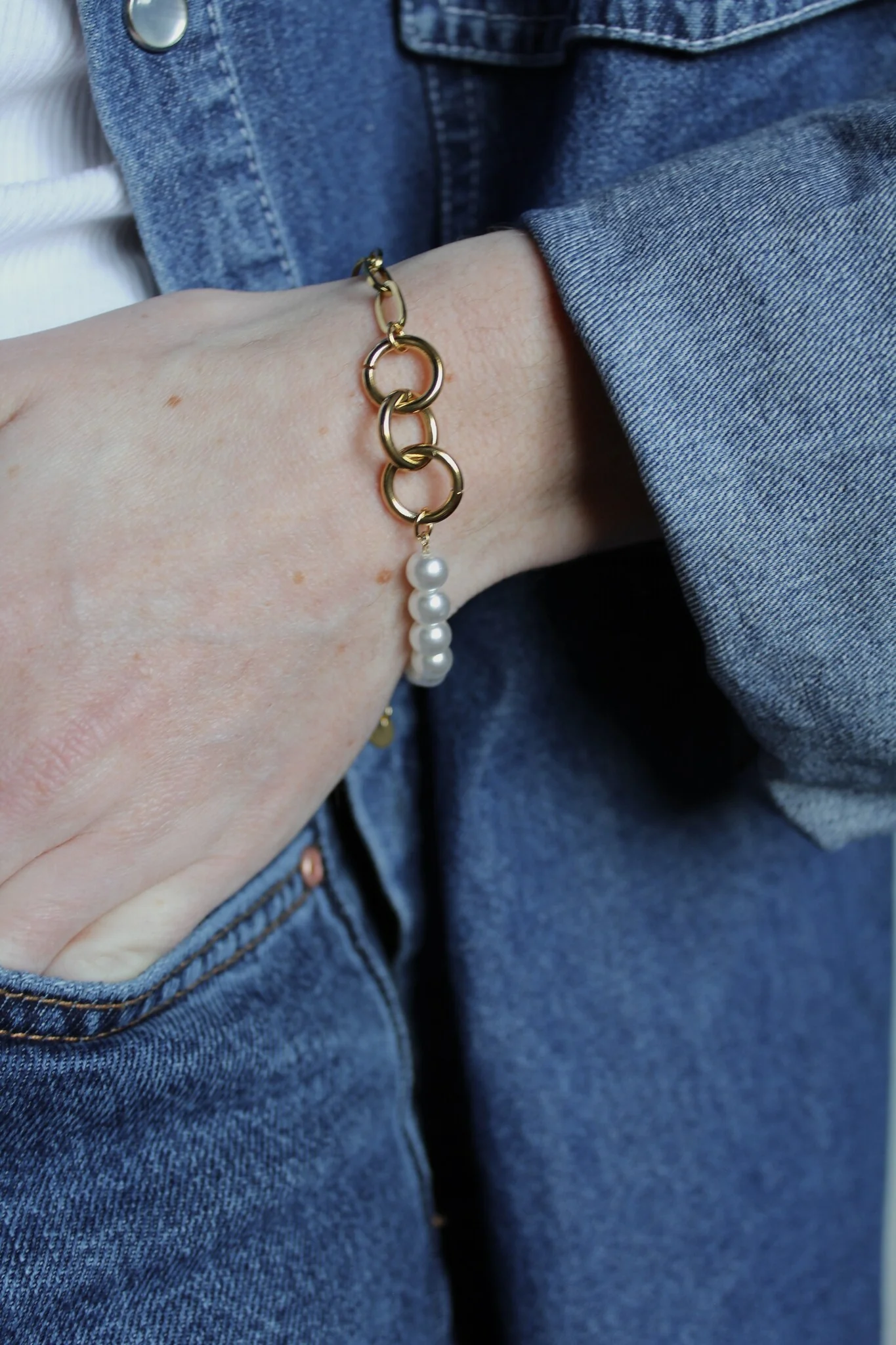 Pearls & Chains - Armband - Stainless Steel - Image 2