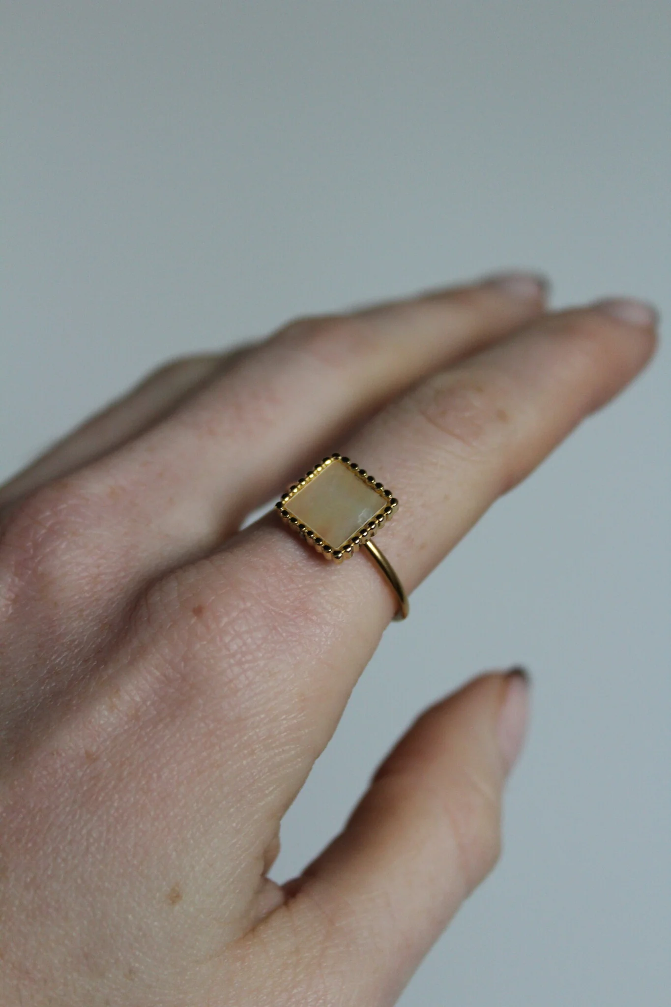 Square Shell - Ring - Natuursteen - Stainless Steel - Verstelbaar - Image 2