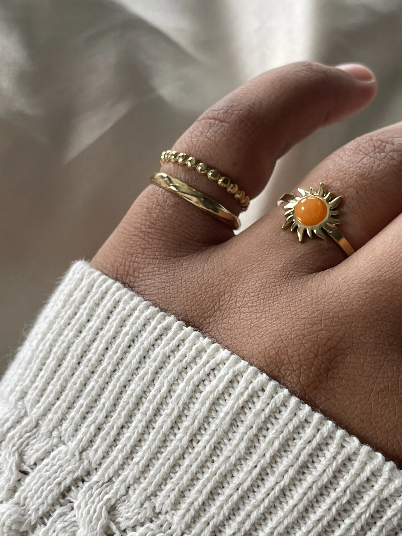 Sunflower - Ring - Stainless Steel - Verstelbaar - Natuursteen - Image 4